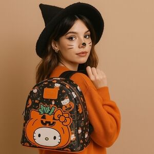 Hello Kitty Loungefly Pumpkin Mini Backpack – Halloween Edition - NWT